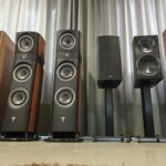 black-and-brown home theater system