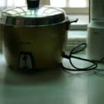 white and black rice cooker
